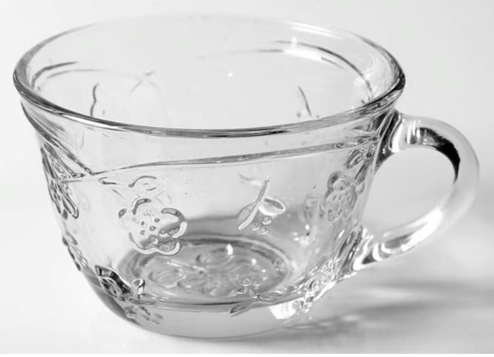 Anchor Hocking Savannah Clear Glass Flowers Set Of 8 Punch Cups OOP